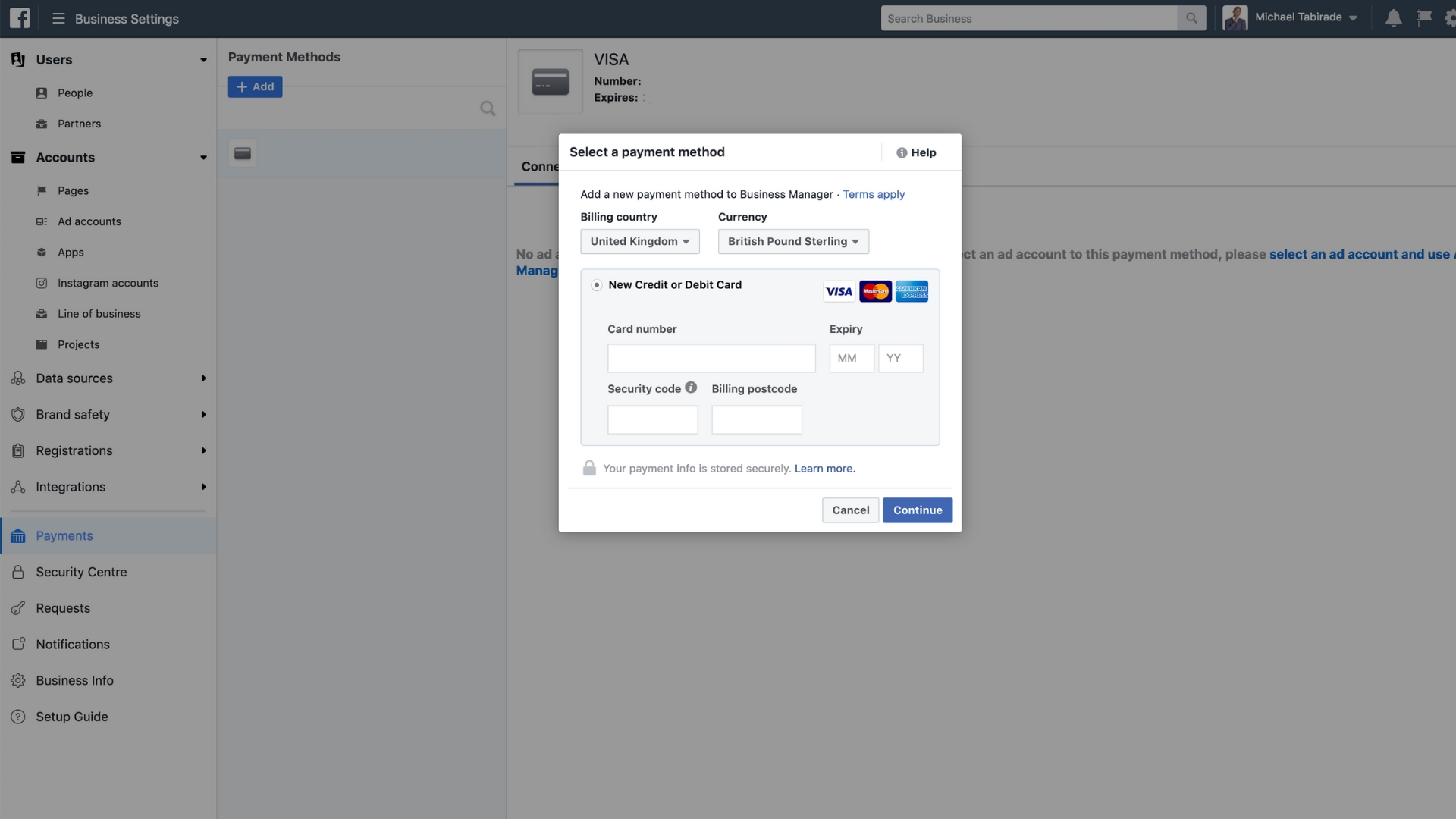 Facebook-Ads-Payment-screen